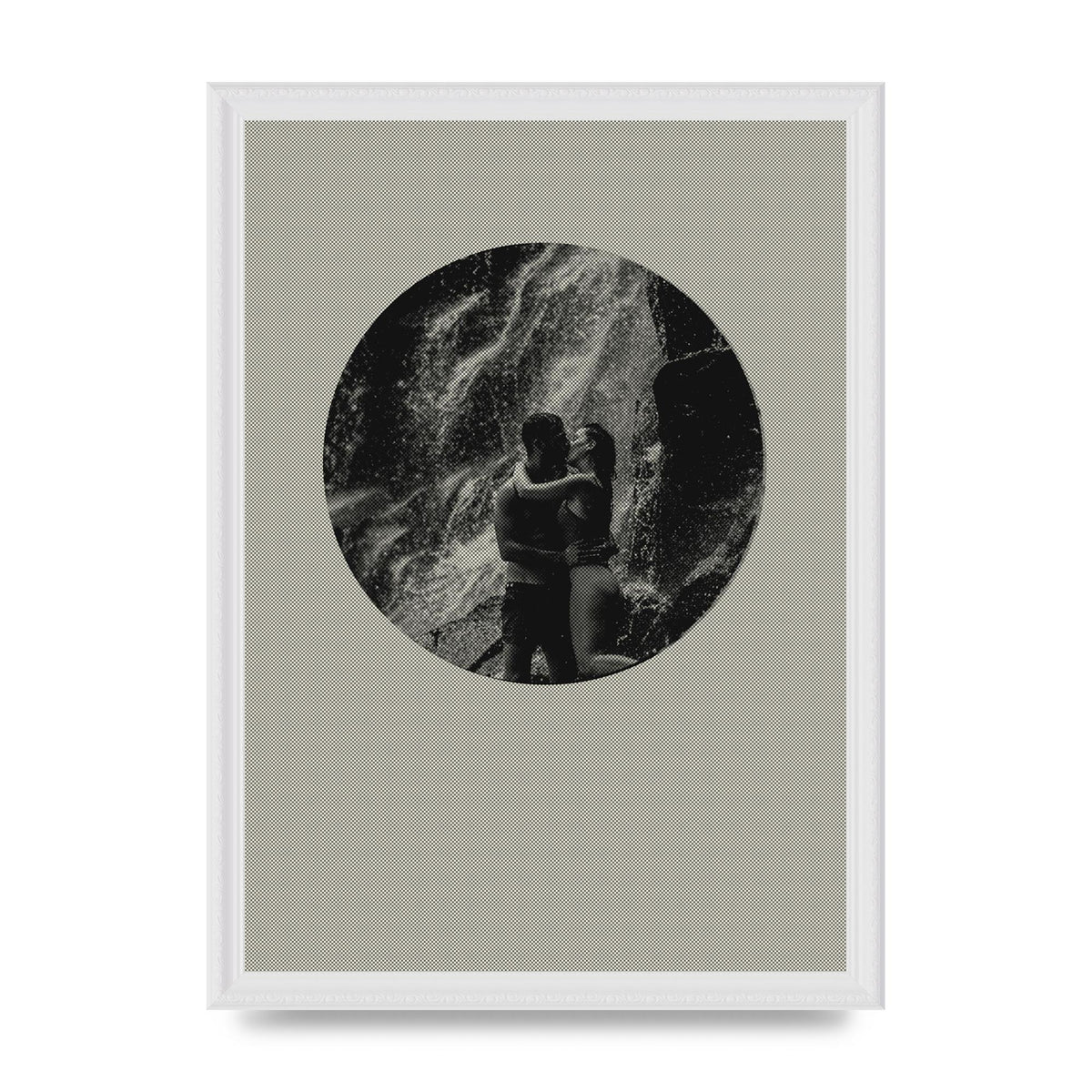 Halftone Kiss Five Printed Poster - A3 framed