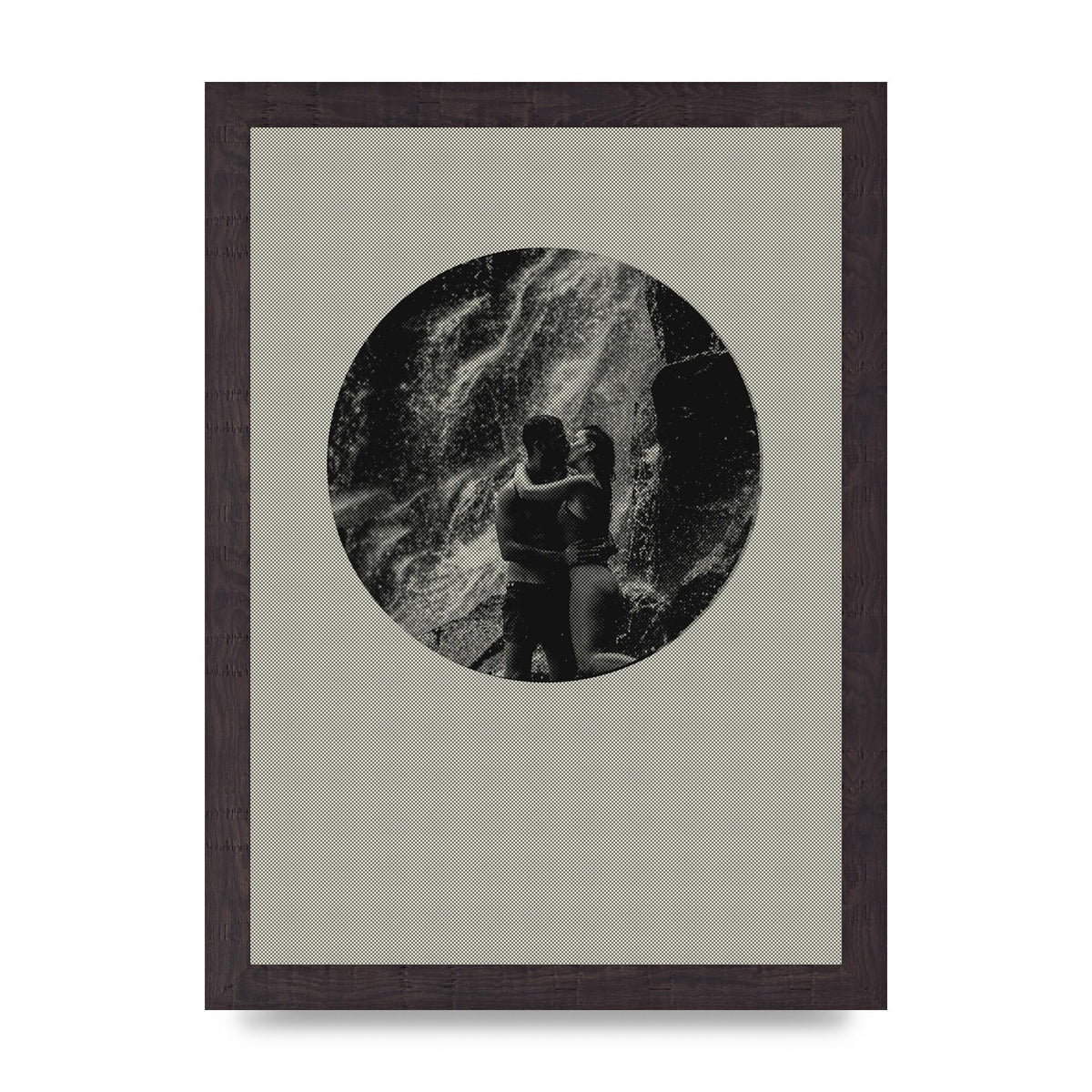 Halftone Kiss Five Printed Poster - A4 framed