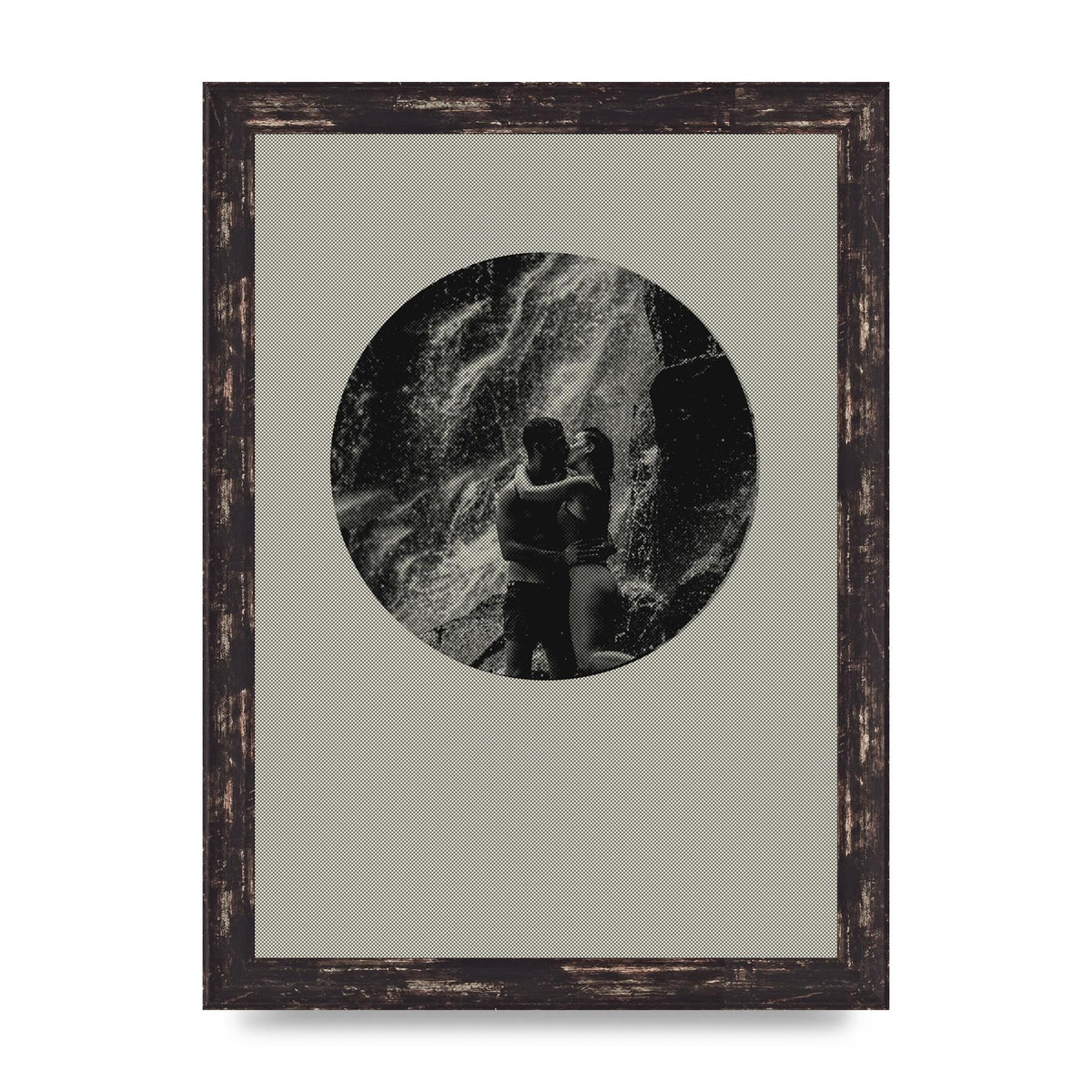 Halftone Kiss Five Printed Poster - A4 framed