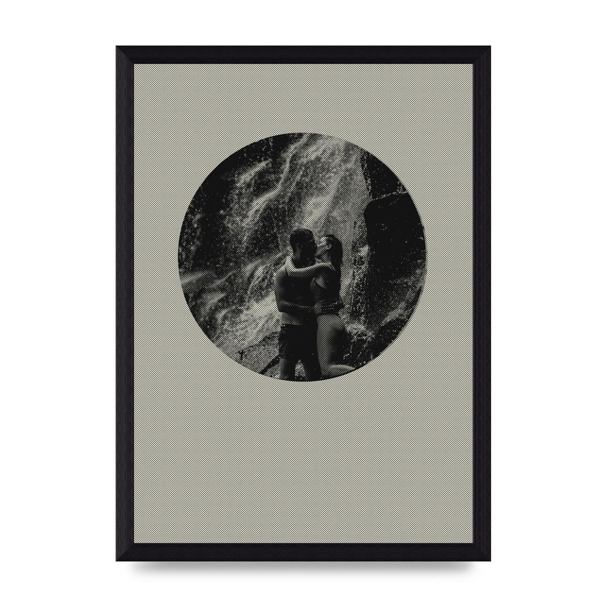Halftone Kiss Five Printed Poster - A4 framed
