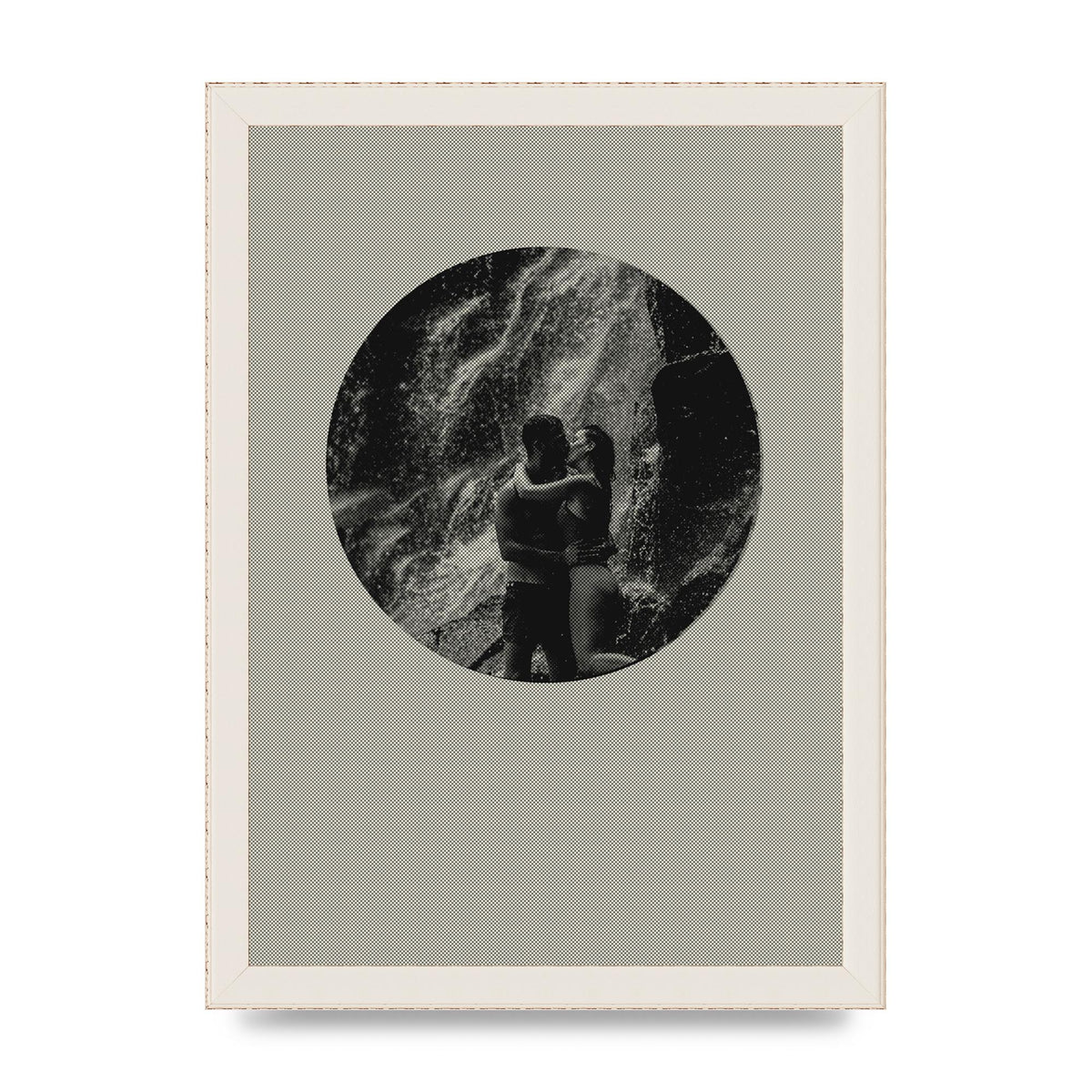 Halftone Kiss Five Printed Poster - A4 framed
