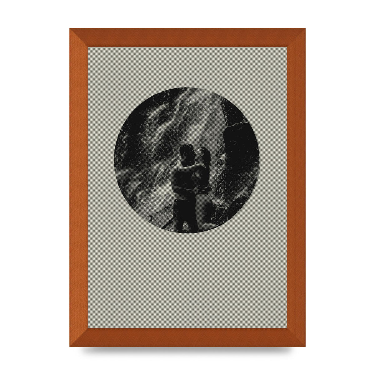 Halftone Kiss Five Printed Poster - A4 framed