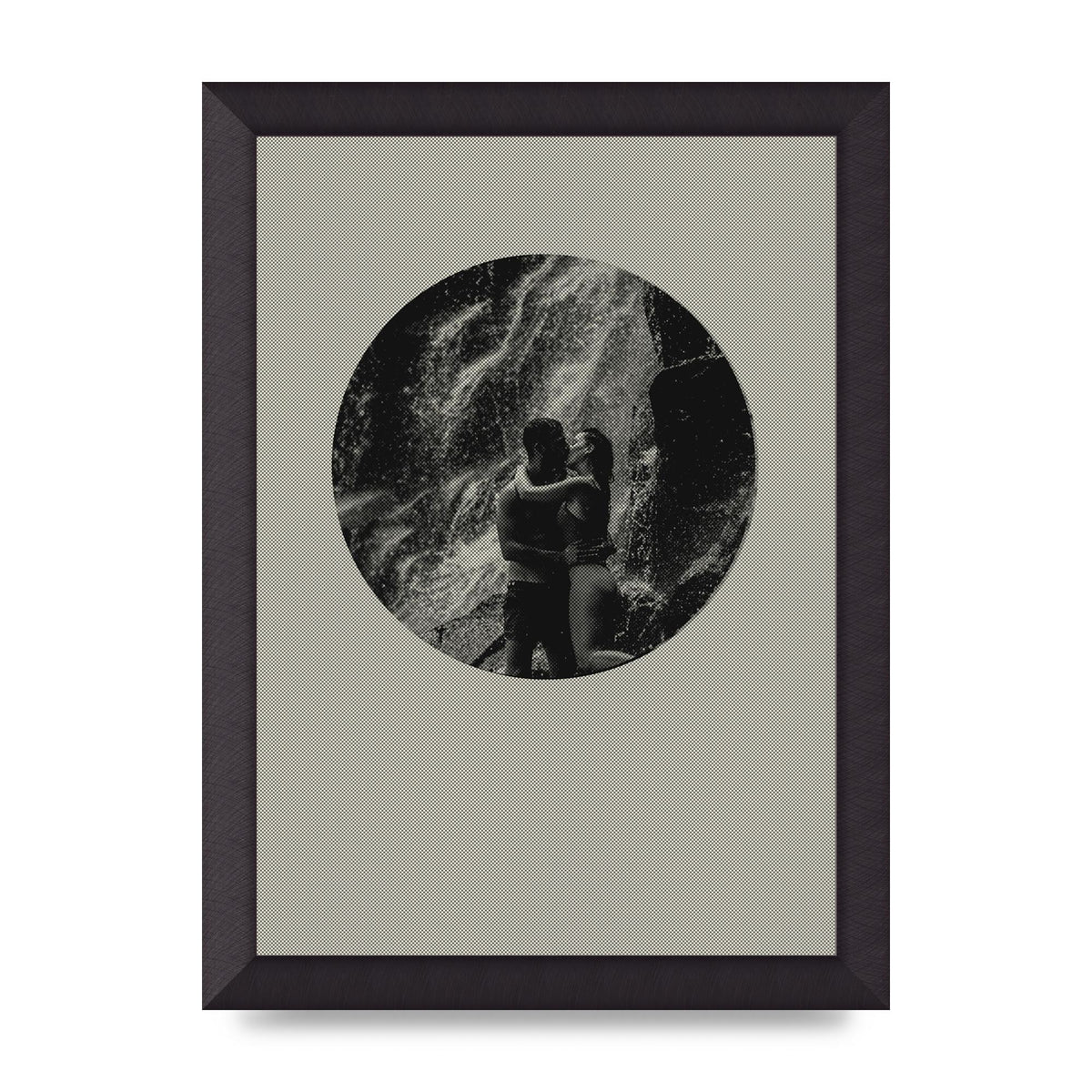 Halftone Kiss Five Printed Poster - A4 framed