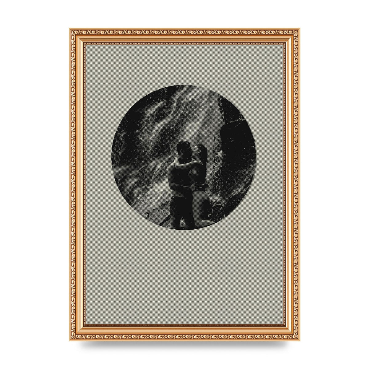 Halftone Kiss Five Printed Poster - A4 framed