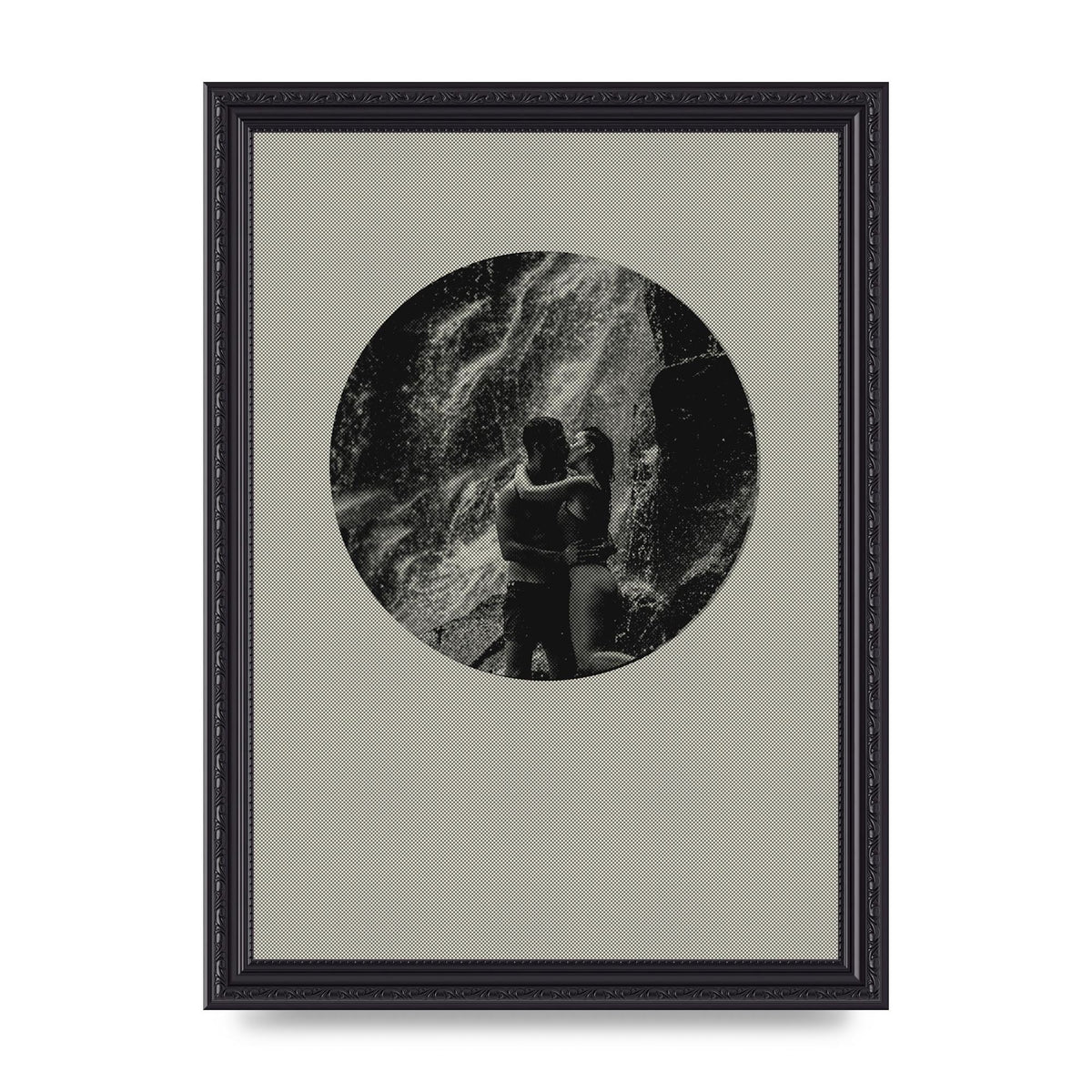 Halftone Kiss Five Printed Poster - A4 framed