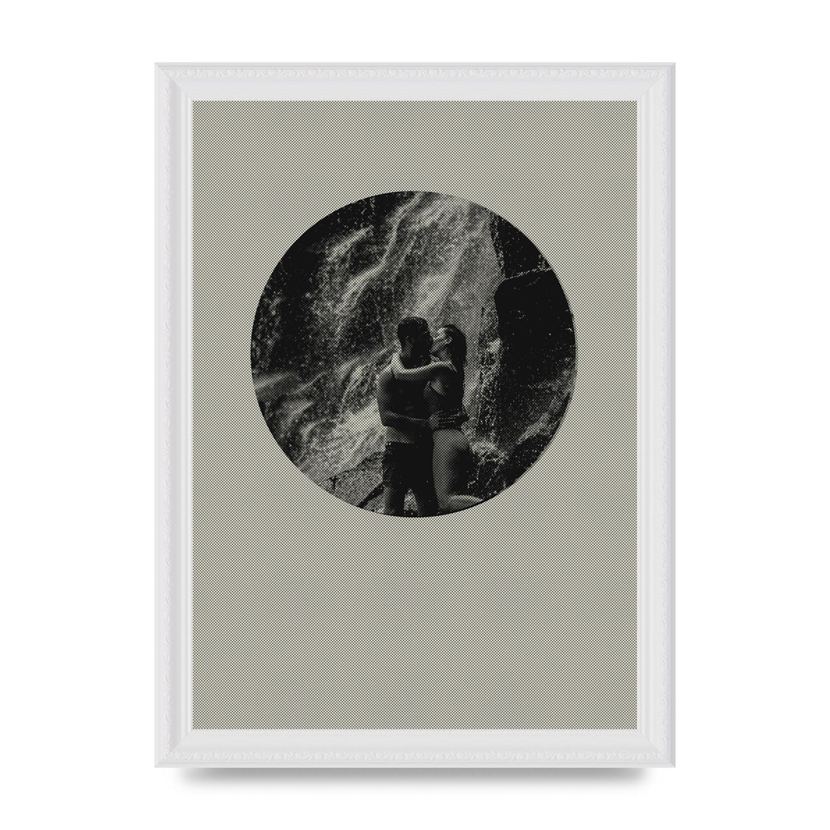 Halftone Kiss Five Printed Poster - A4 framed