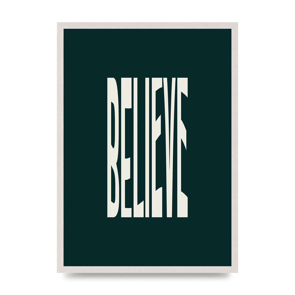 Believe Wavy Motivational print in an A2 white saw cut grain frame