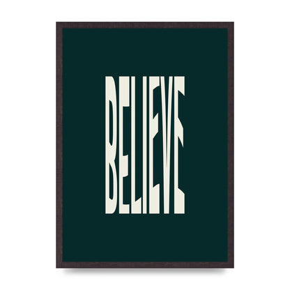 Believe Wavy Motivational Printed Poster - A2 framed