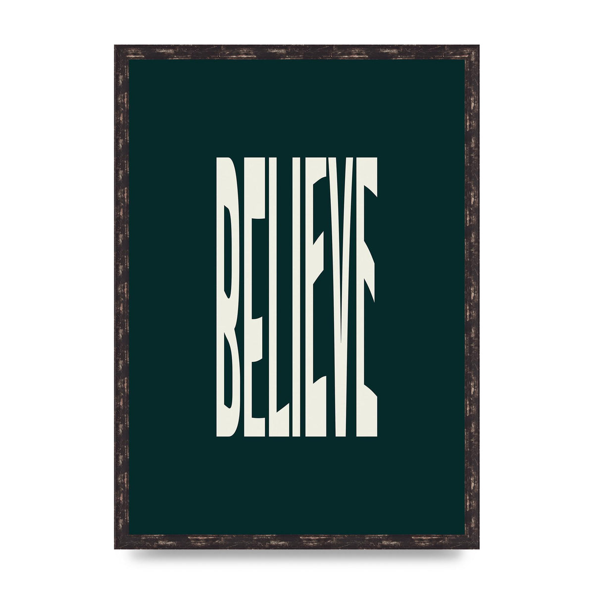 Believe Wavy Motivational Printed Poster - A2 framed