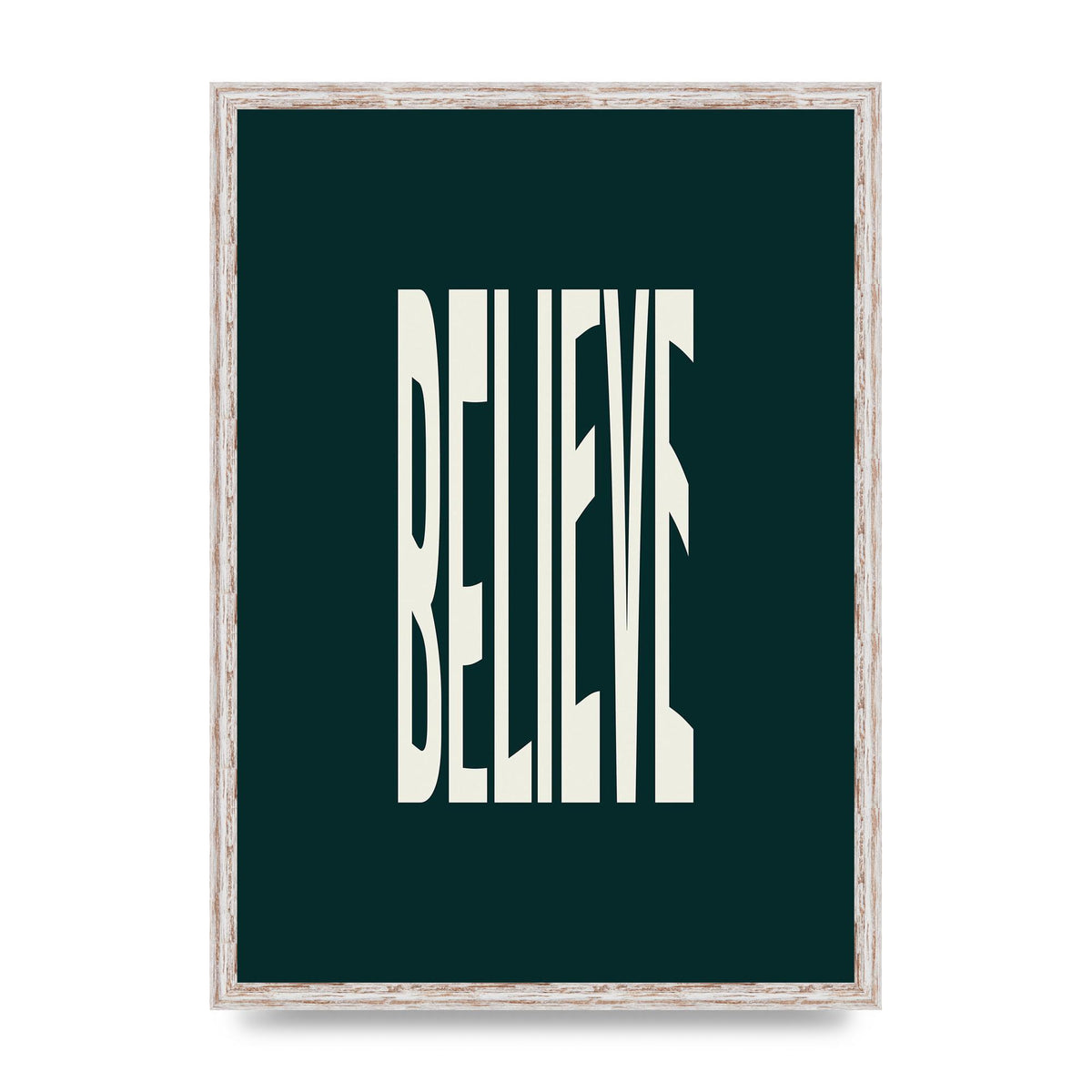 Believe Wavy Motivational Printed Poster - A2 framed