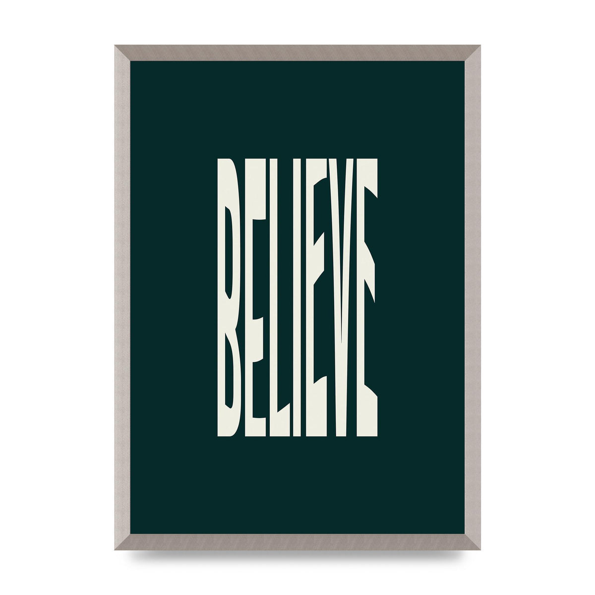 Believe Wavy Motivational Printed Poster - A2 framed