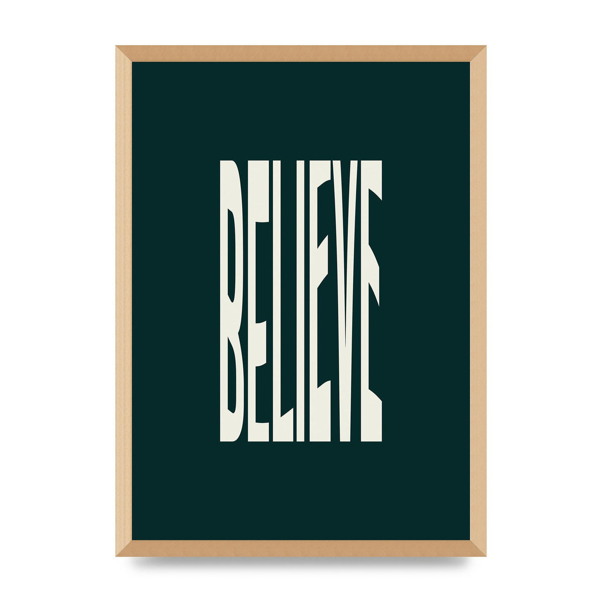 Believe Wavy Motivational Printed Poster - A2 framed