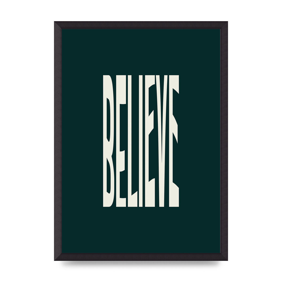Believe Wavy Motivational Printed Poster - A2 framed