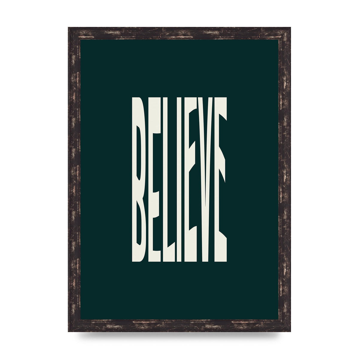 Believe Wavy Motivational Printed Poster - A3 framed