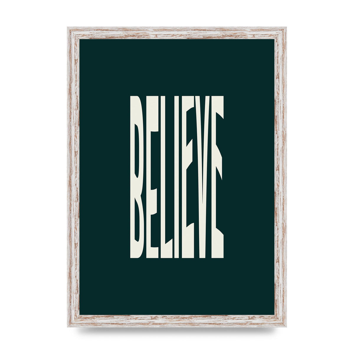 Believe Wavy Motivational Printed Poster - A3 framed