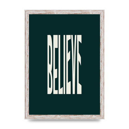 Believe Wavy Motivational Printed Poster - A3 framed