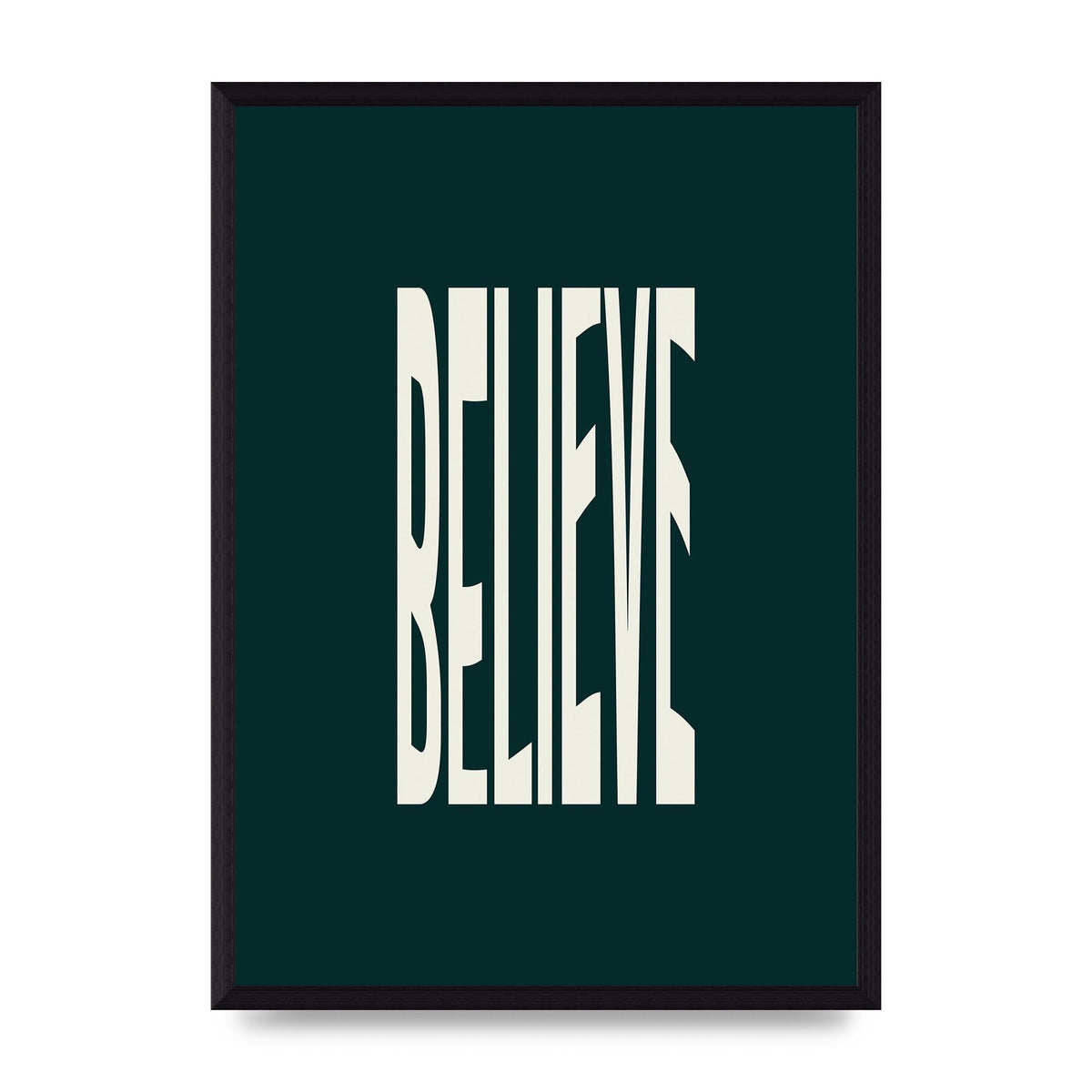 Believe Wavy Motivational Printed Poster - A3 framed