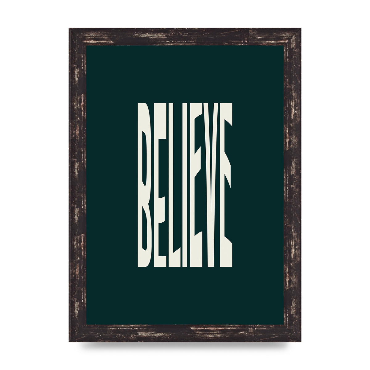 Believe Wavy Motivational Printed Poster - A4 framed