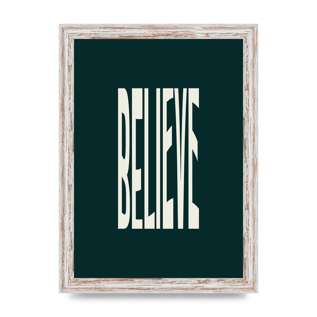 Believe Wavy Motivational Printed Poster - A4 framed