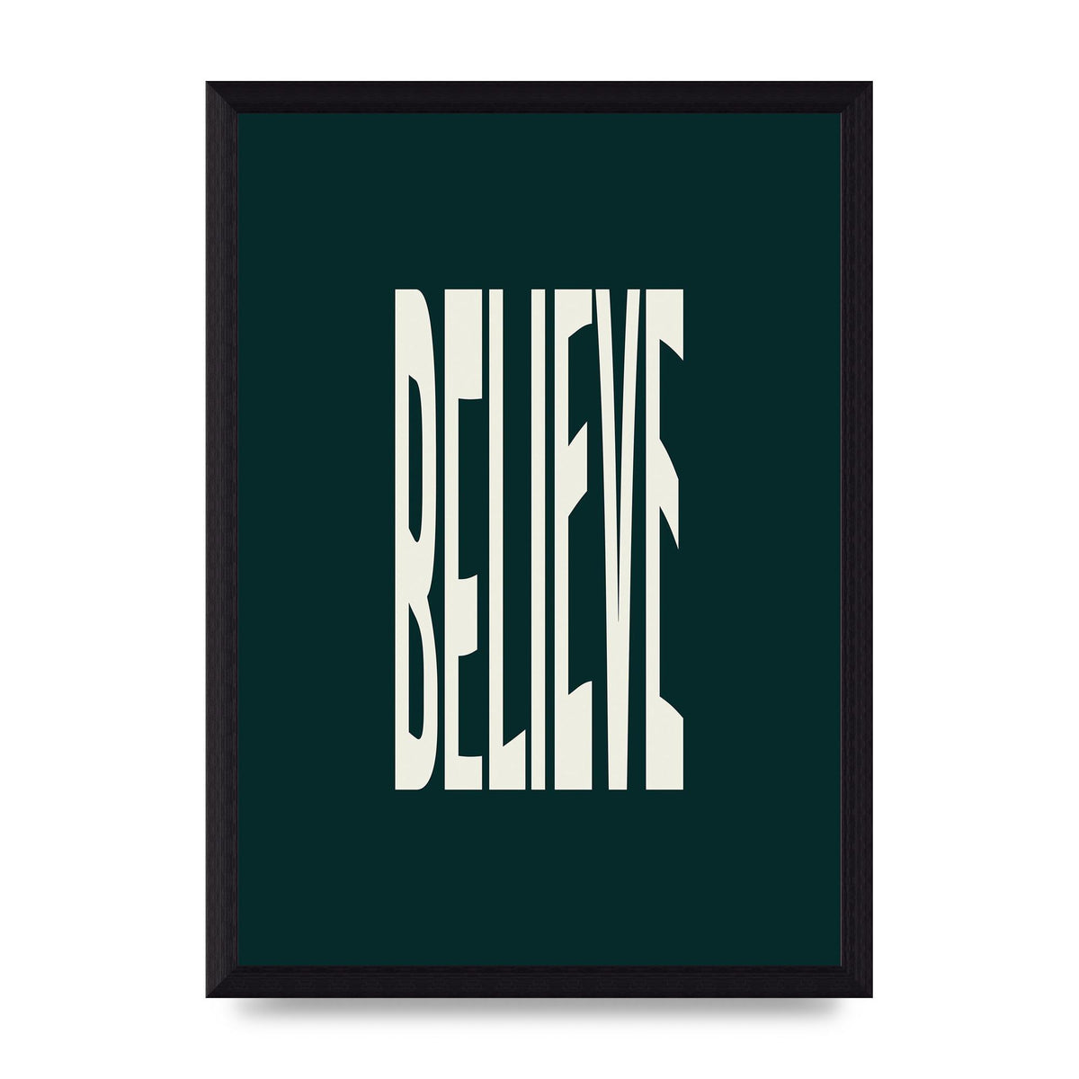 Believe Wavy Motivational Printed Poster - A4 framed