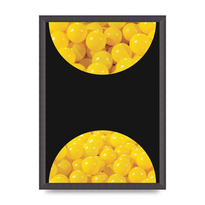 Yellow Double Disc Five Printed Poster - A3 framed