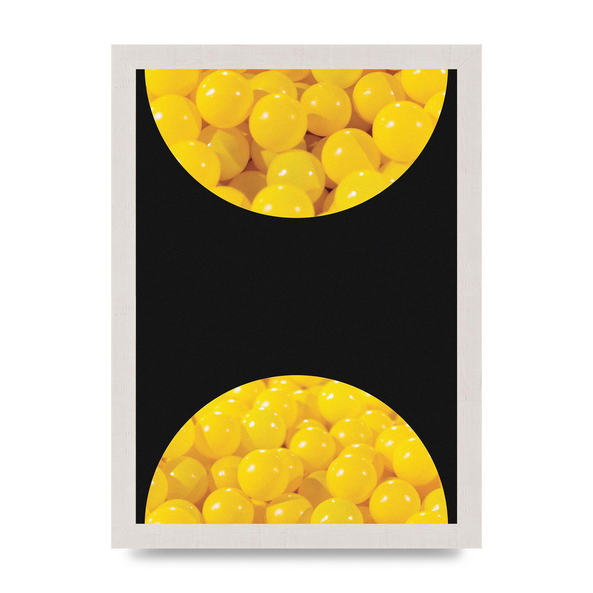 Yellow Double Disc Five Printed Poster - A4 framed