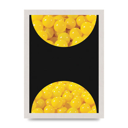 Yellow Double Disc Five Printed Poster - A4 framed