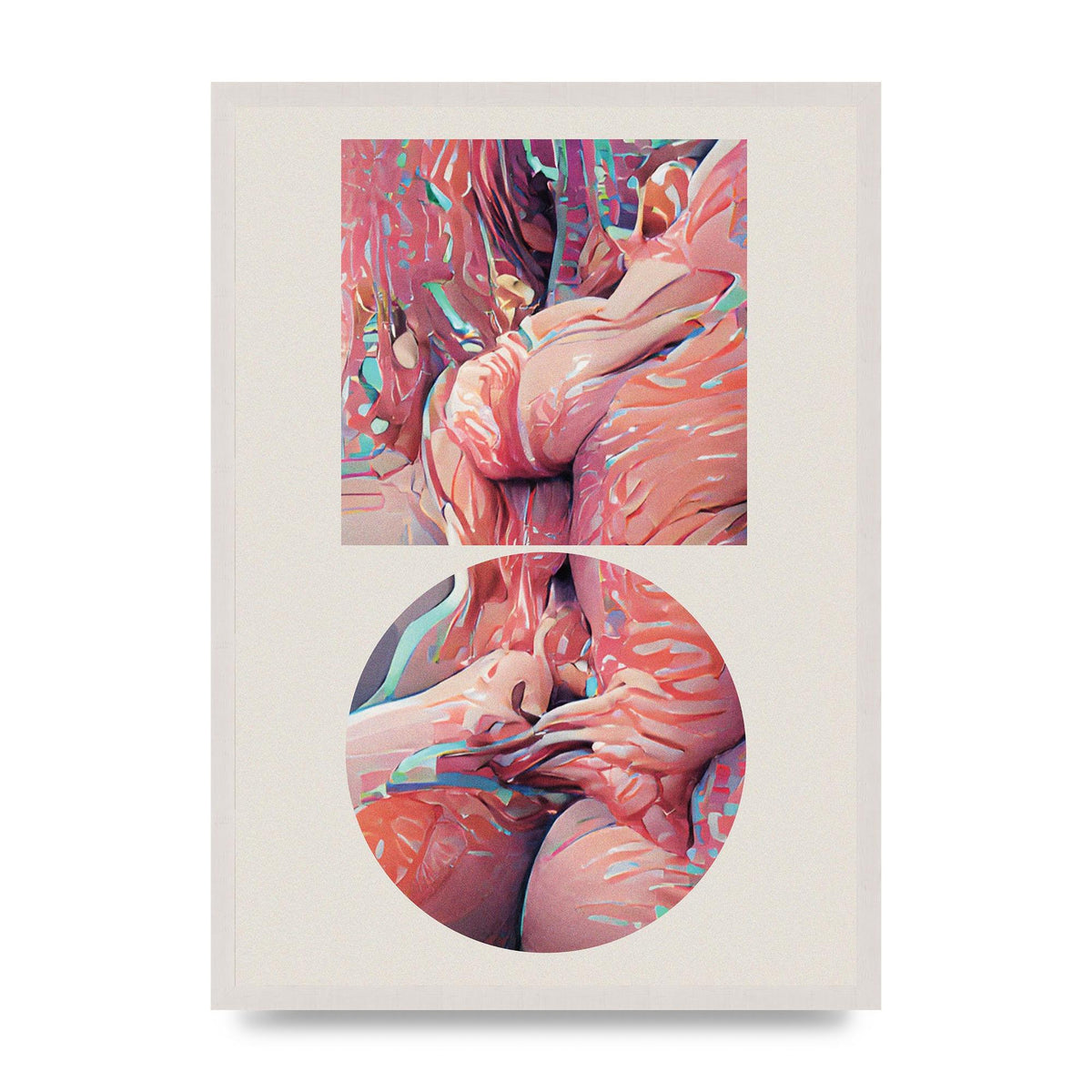 Futuristic Abstract Shape Three Printed Poster - A2 framed