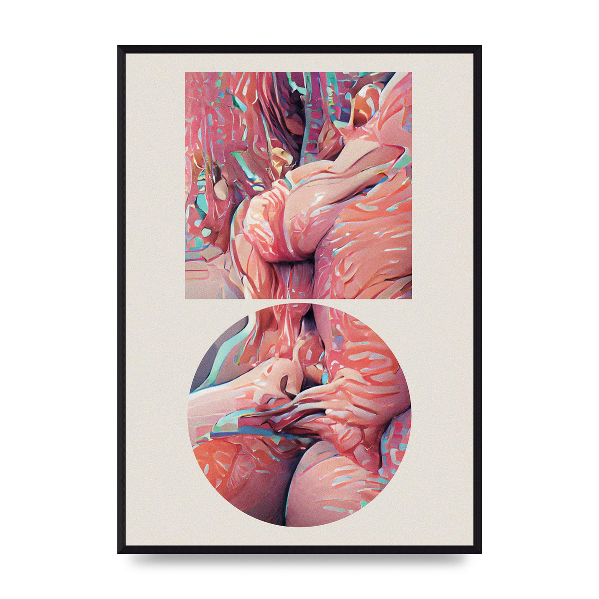 Futuristic Abstract Shape Three Printed Poster - A2 framed