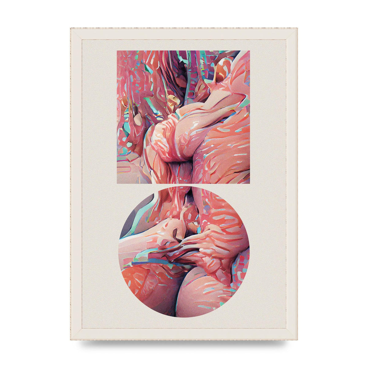 Futuristic Abstract Shape Three Printed Poster - A3 framed