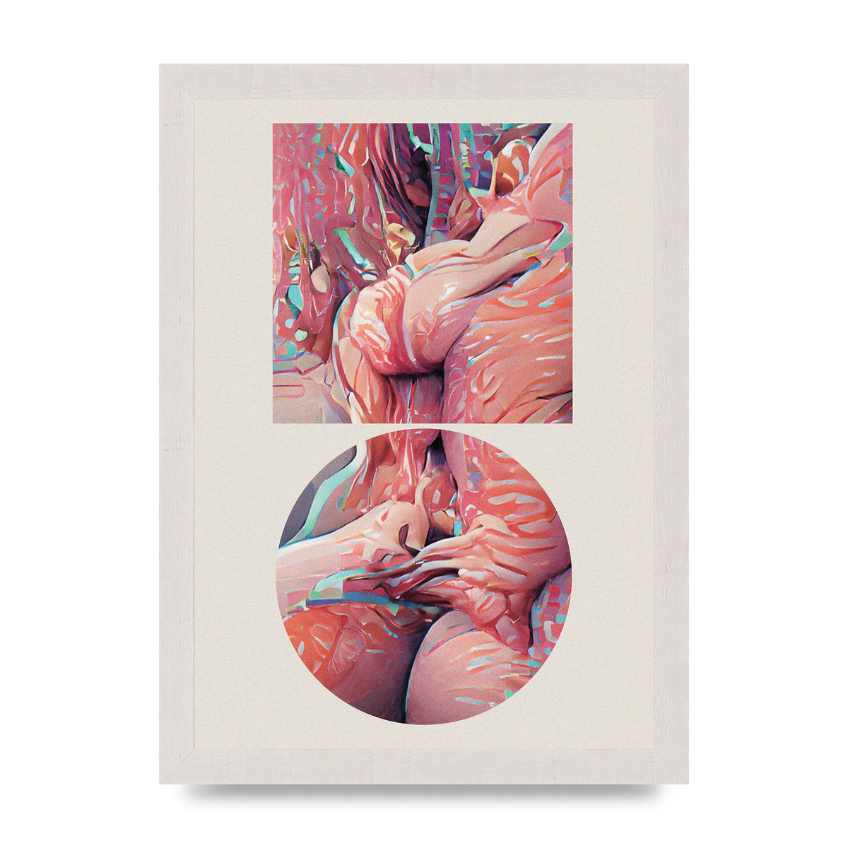 Futuristic Abstract Shape Three Printed Poster - A4 framed