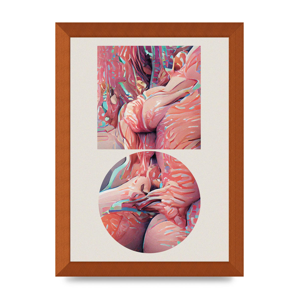 Futuristic Abstract Shape Three Printed Poster - A4 framed