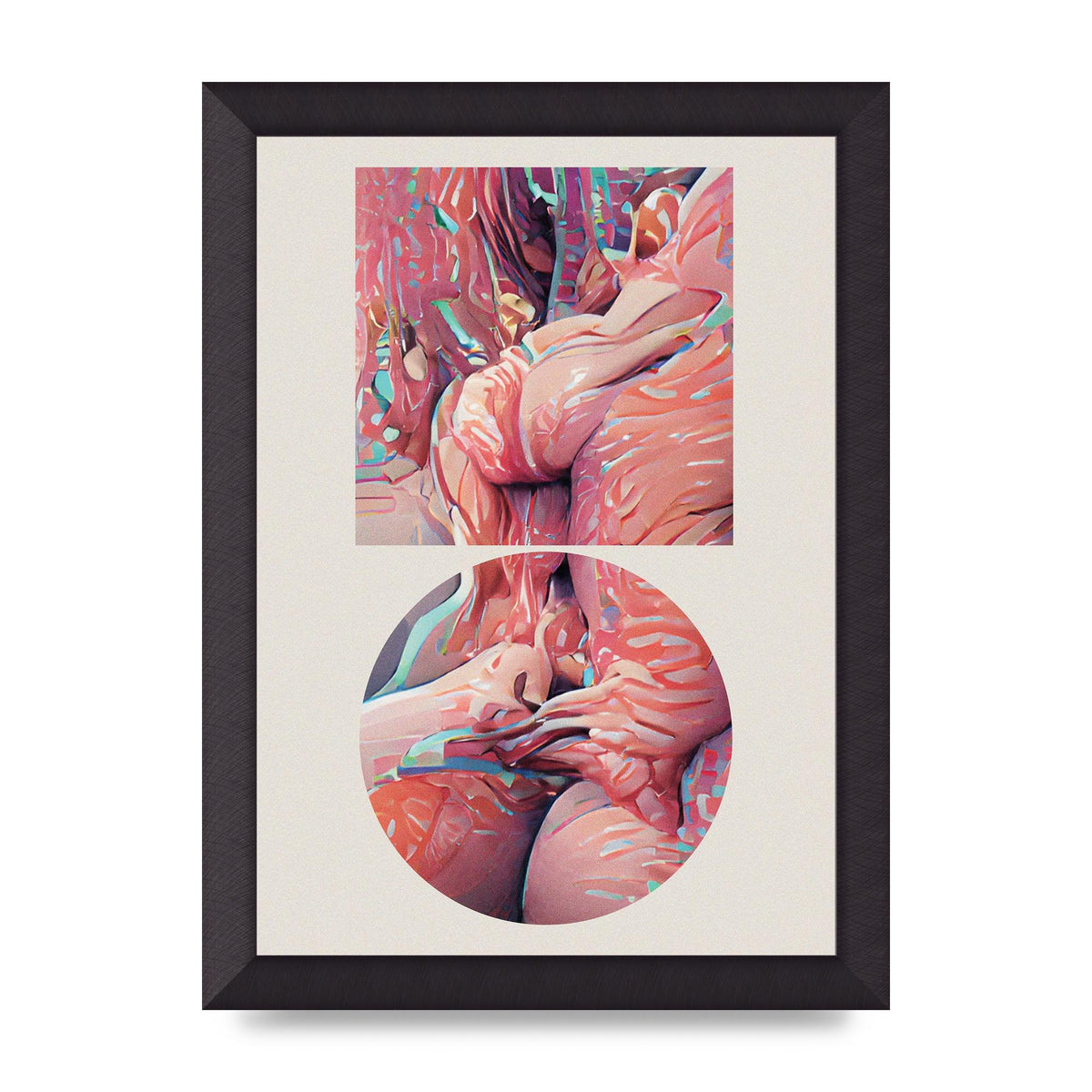 Futuristic Abstract Shape Three Printed Poster - A4 framed