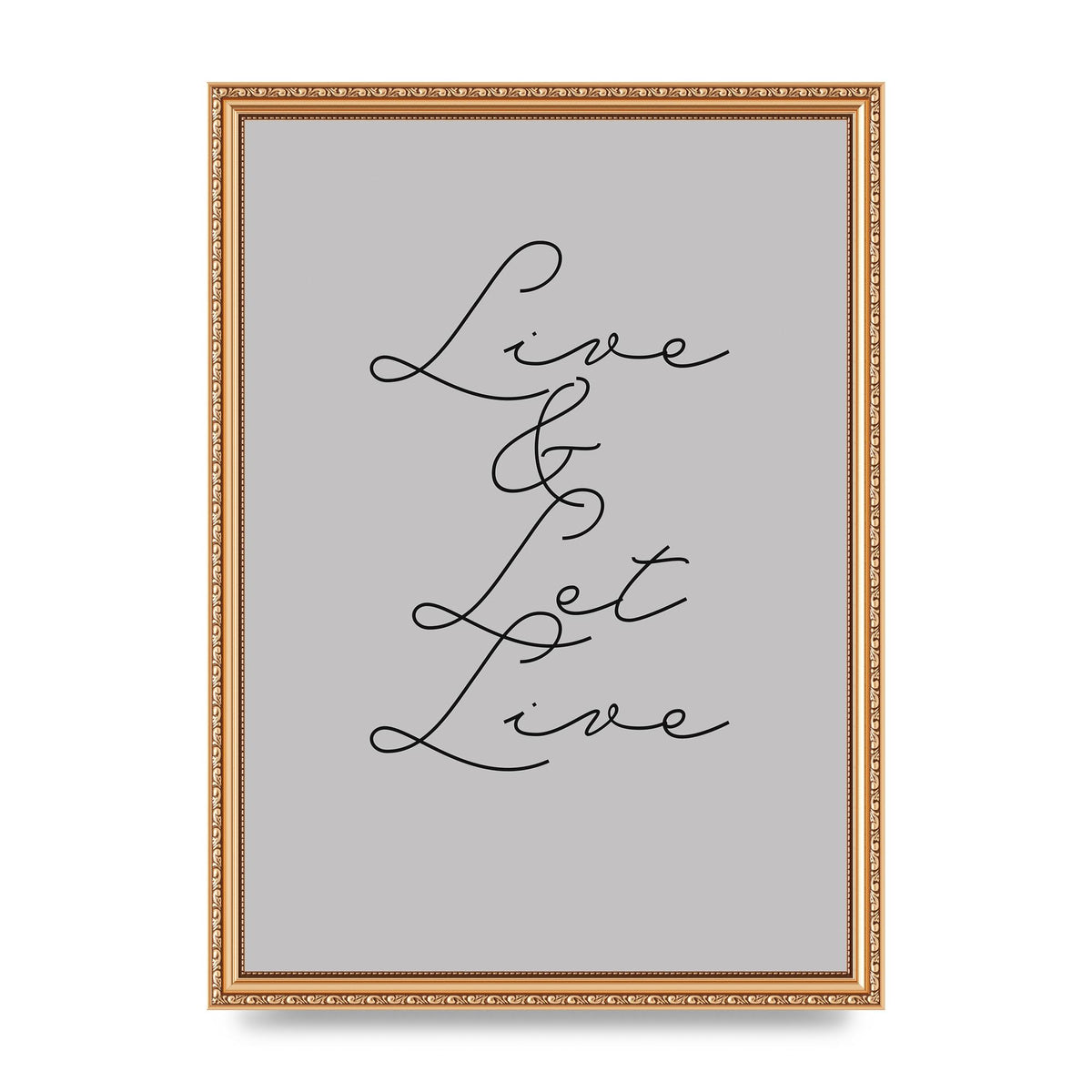 Script Live Let Live Quote" Printed Poster - A3 framed