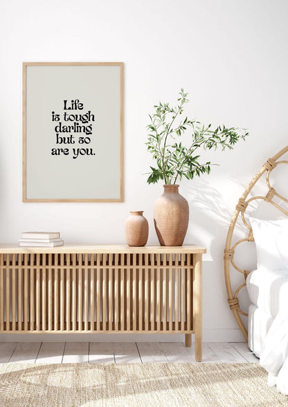 Life Is Tough Vintage Inspirational Quote" Wall Art - bedroom 3