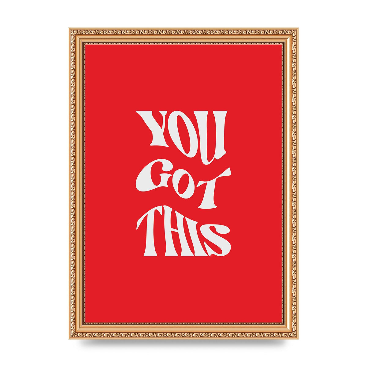 You Got This Curved Inspirational Quote Red" Art For The Home - A4 framed