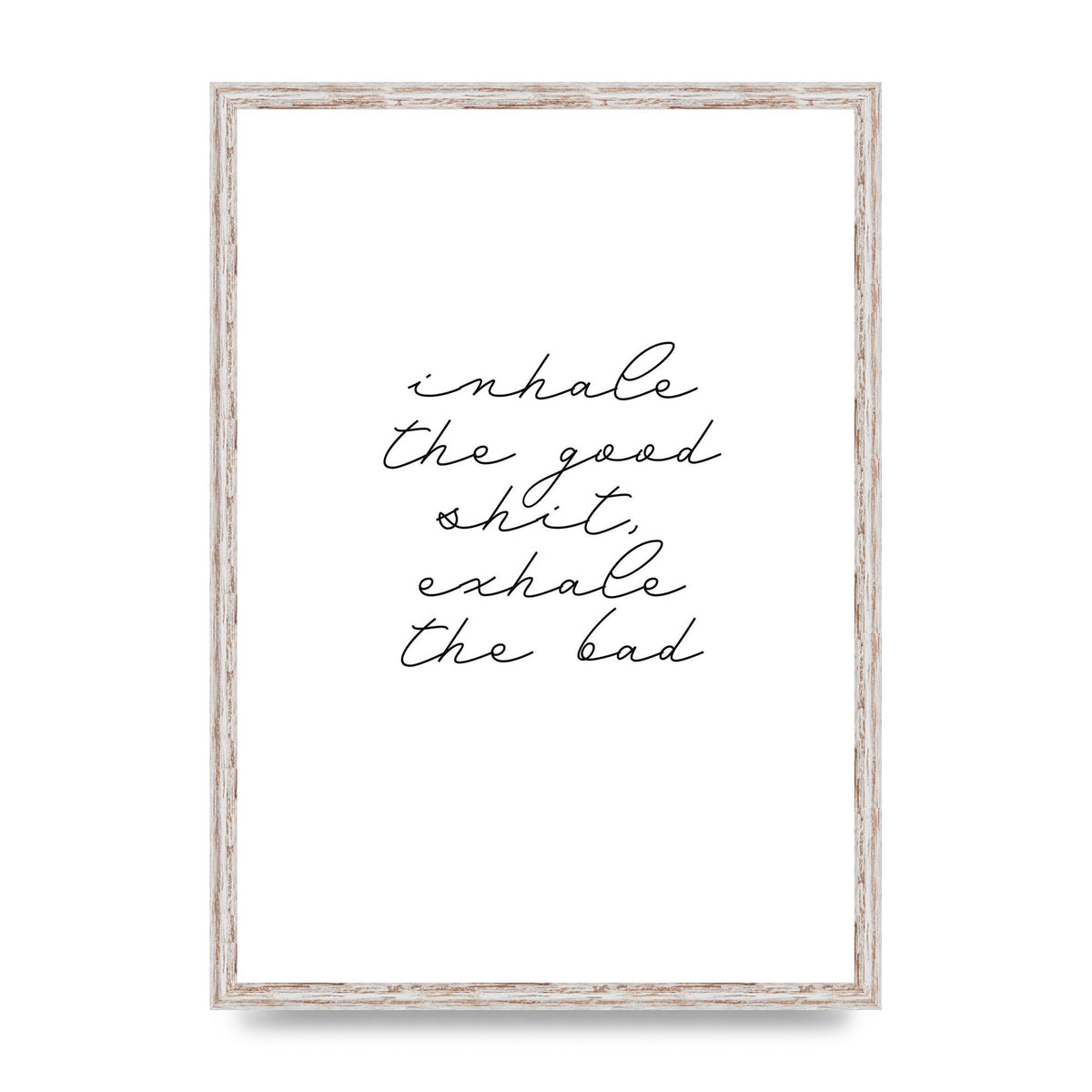 Inhale Exhale Quote Inspirational Script" Wall Art - A2 framed