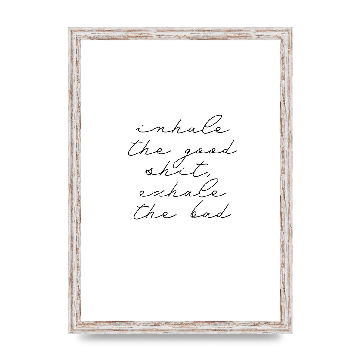 Inhale Exhale Quote Inspirational Script" Wall Art - A3 framed