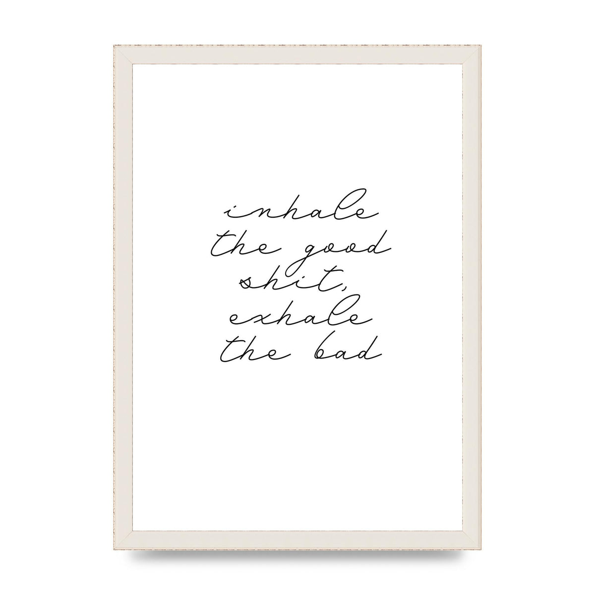 Inhale Exhale Quote Inspirational Script" Wall Art - A3 framed