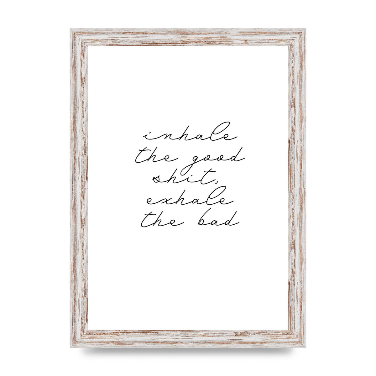 Inhale Exhale Quote Inspirational Script" Wall Art - A4 framed