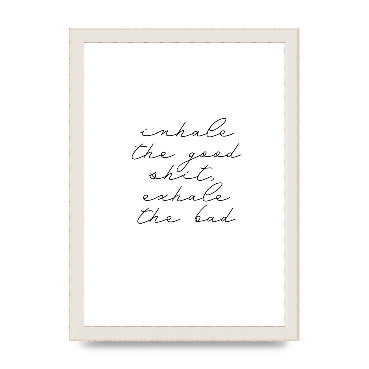 Inhale Exhale Quote Inspirational Script" Wall Art - A4 framed
