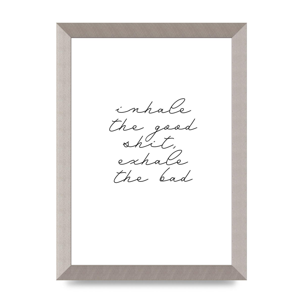 Inhale Exhale Quote Inspirational Script" Wall Art - A4 framed