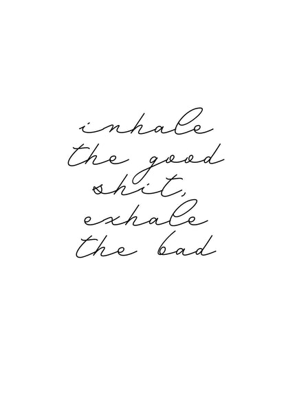 Inhale Exhale Quote Inspirational Script" Wall Art - detail