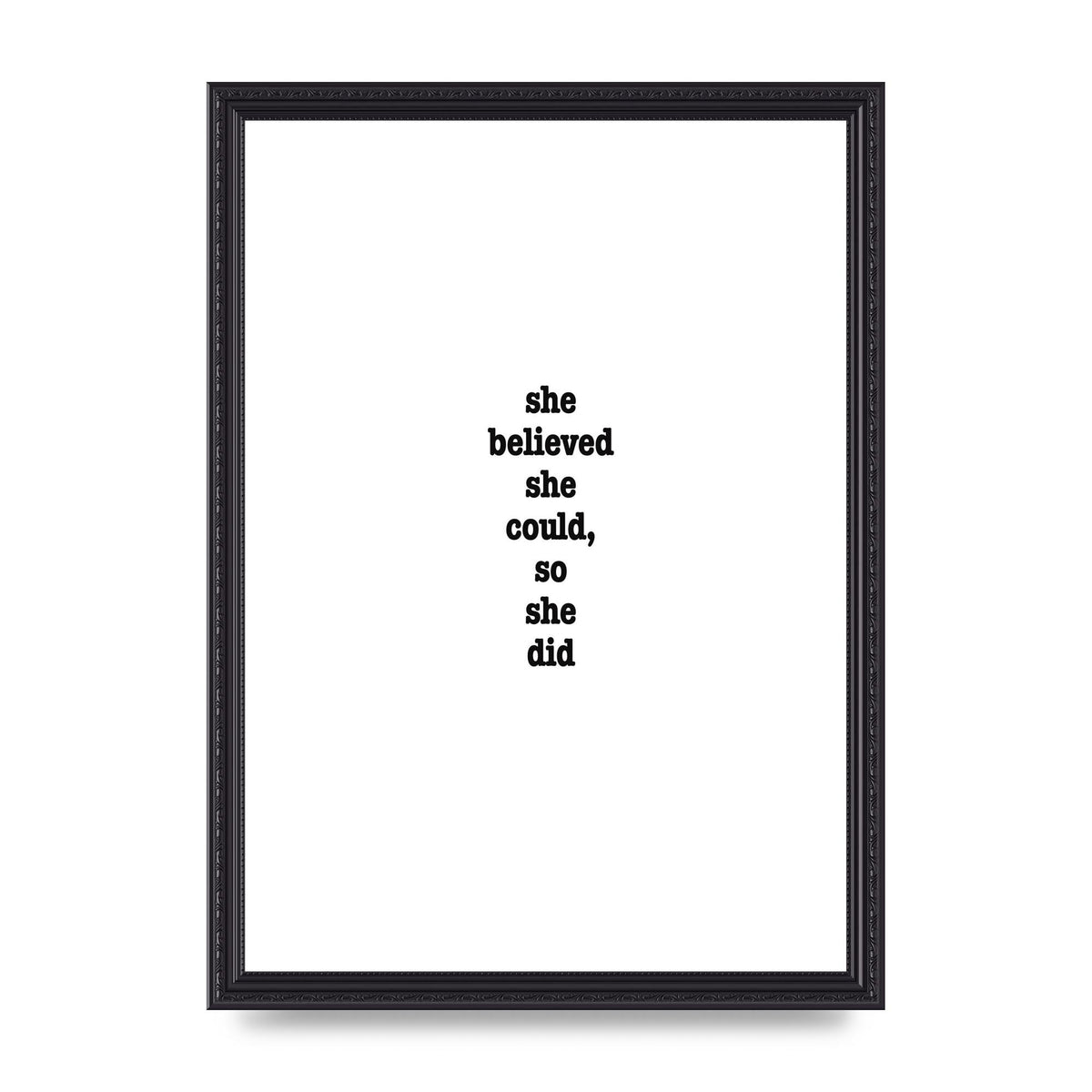 She Believed She Could So She Did Quote Inspirational" Art For The Home - A3 framed