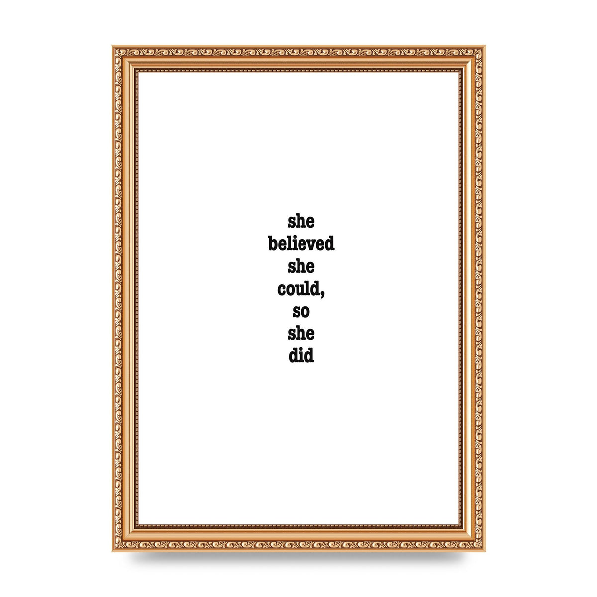 She Believed She Could So She Did Quote Inspirational" Art For The Home - A4 framed