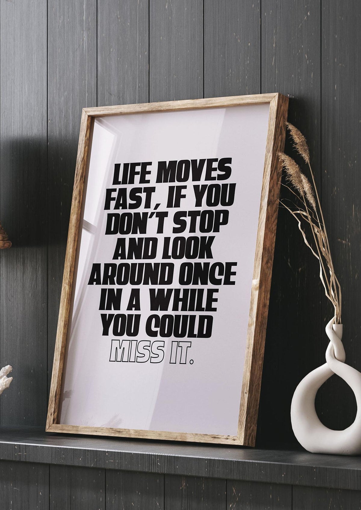 Life Moves Fast Quote Inspirational" Wall Art - living room 3