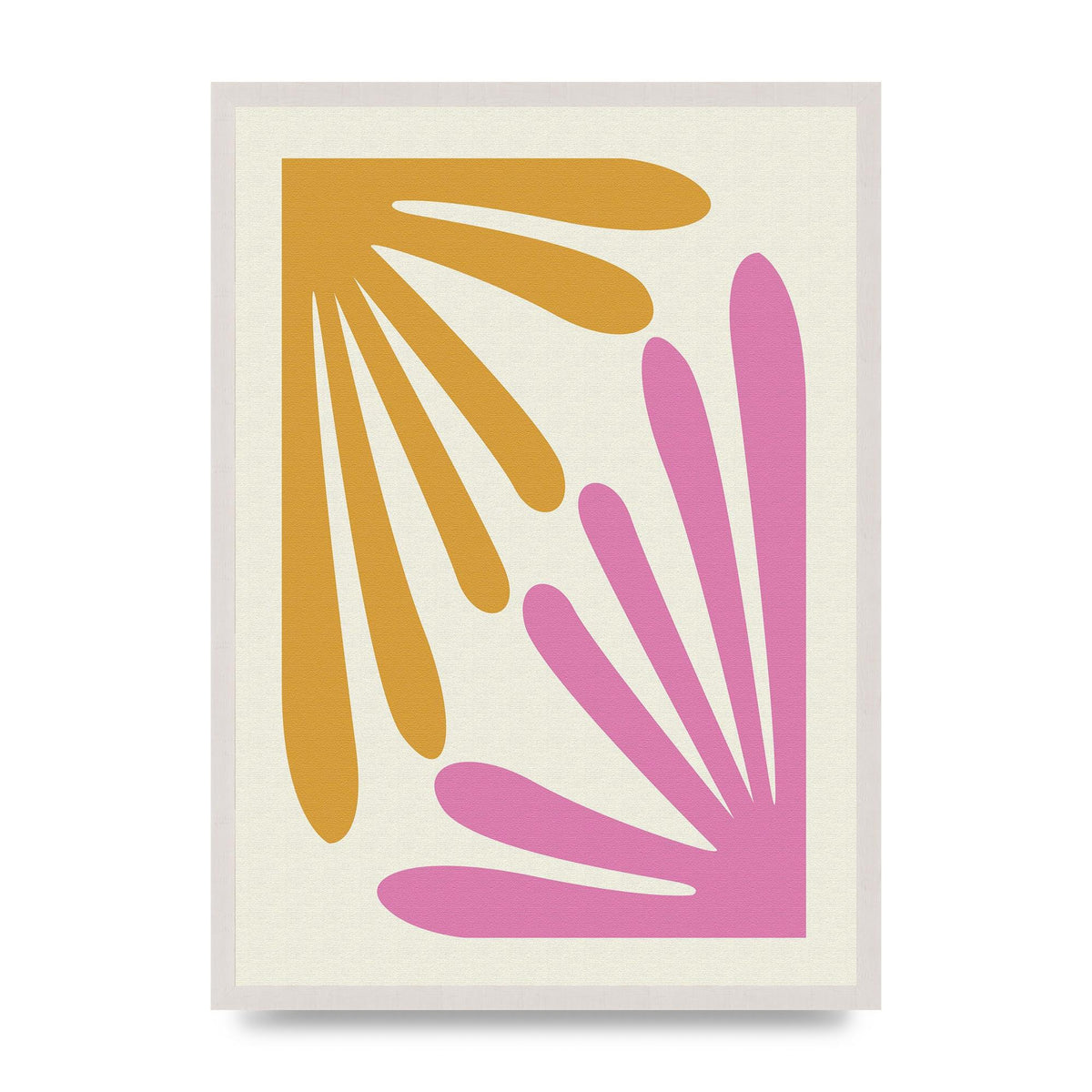 Textured Pink Yellow Coral Series One print in an A2 white saw cut grain frame