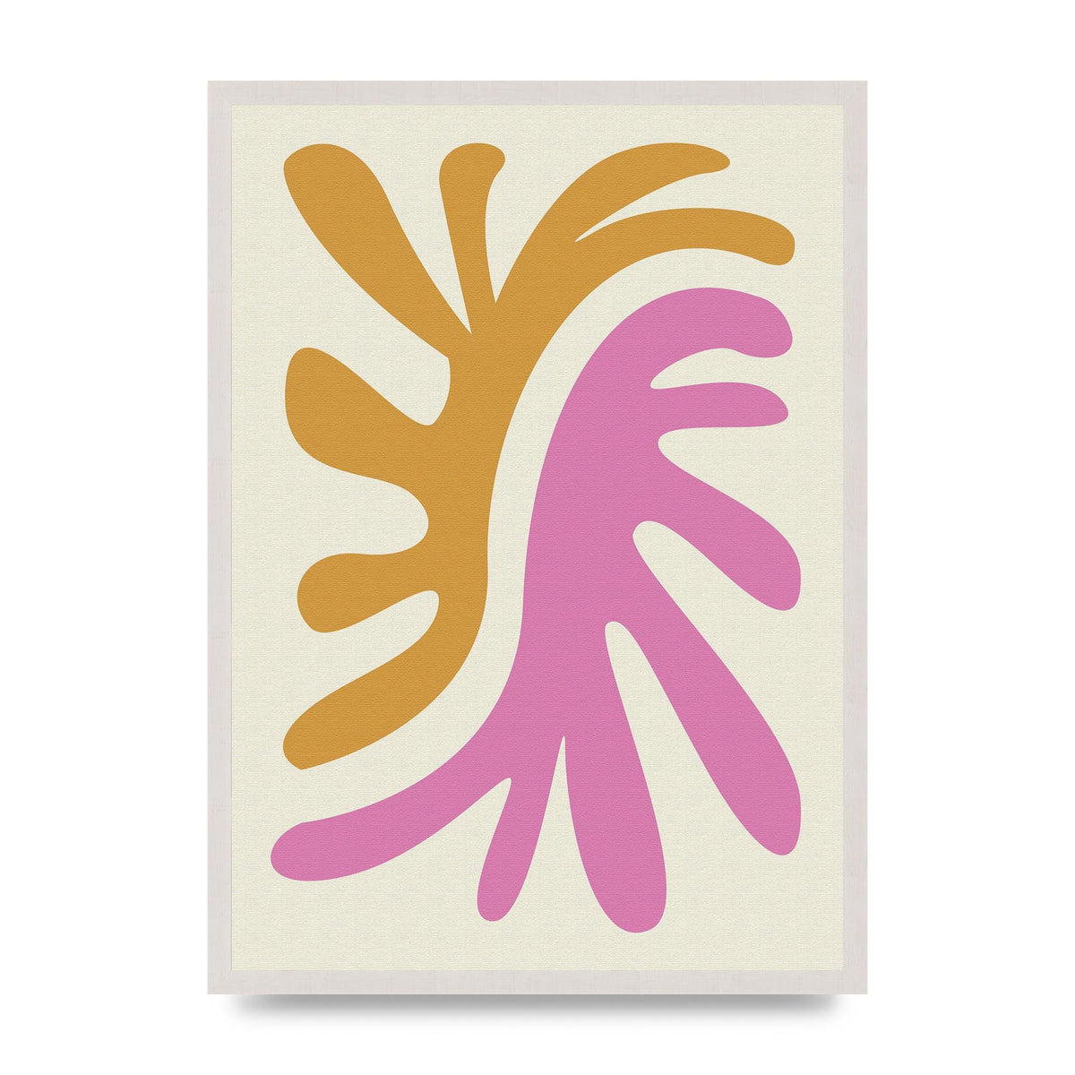 Textured Pink Yellow Coral Series Two print in an A2 white saw cut grain frame
