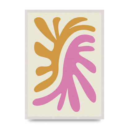 Textured Pink Yellow Coral Series Two print in an A2 white saw cut grain frame
