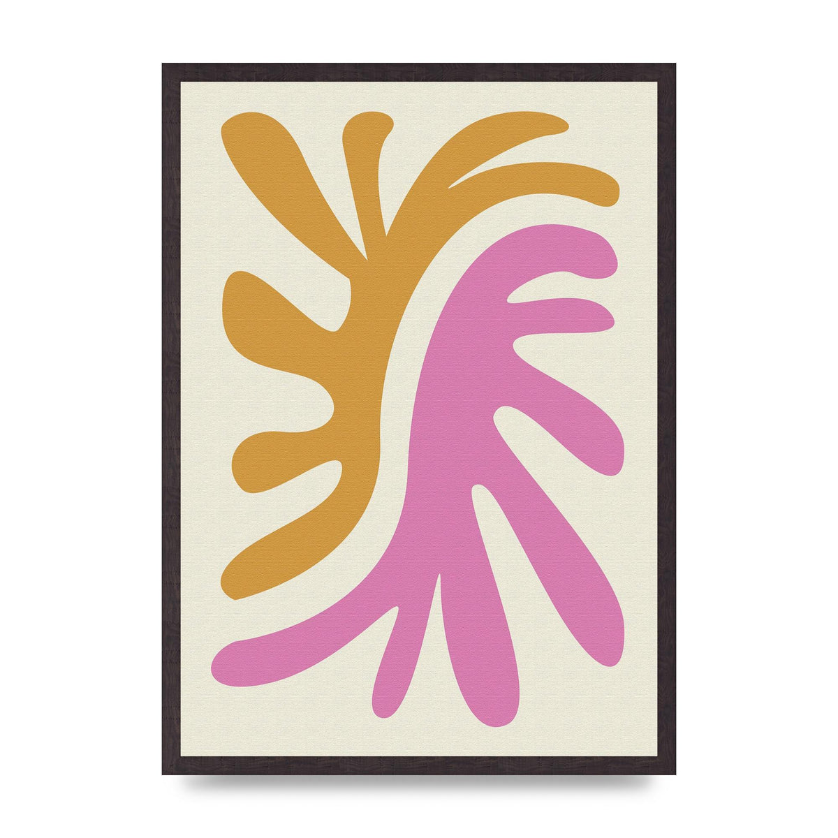 Textured Pink Yellow Coral Series Two Printed Poster - A2 framed